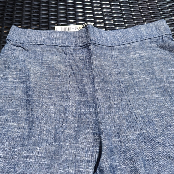 NWT Large Max Studio Blue Easy Wide Leg Linen Pants - Picture 2 of 7